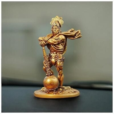 Lord Hanuman Golden Idol Statue | Decorative Showpiece for Mandir, Car Dashboard, Table Top
