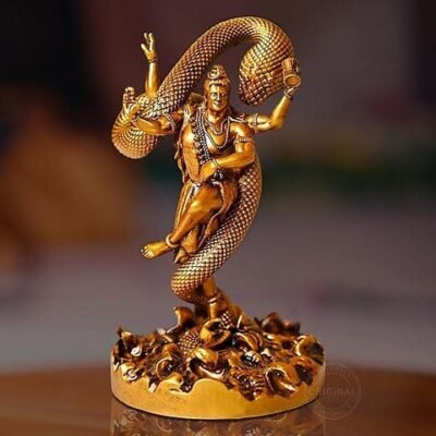 Lord Shiva Nataraja Dancing Idol | Antique Finish Polyresin Statue | Spiritual Home Décor Showpiece | Puja Room & Gift Item