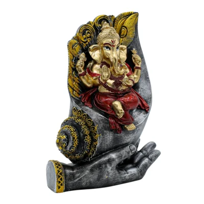 Luxury Lord Ganesha Idol on Hand – Modern Spiritual Home Décor | Gold Finish Decorative Statue