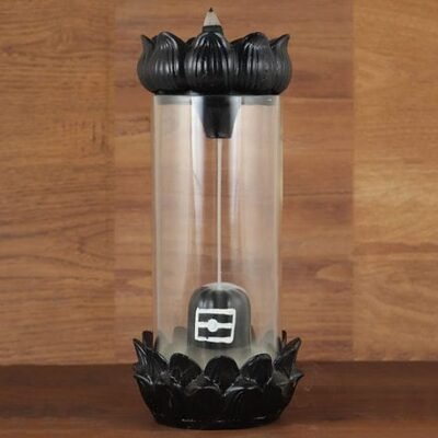 Premium Shivling Backflow Incense Burner – Lotus Design | Showpiece for Living Room, Mandir, Meditation Space