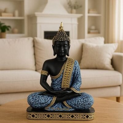 Luxury Black Buddha Statue | Premium Showpiece for Living Room, Office & Meditation Space