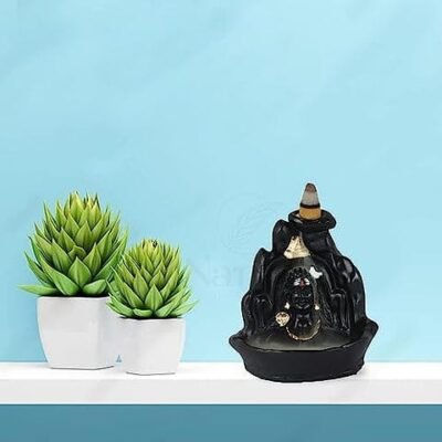 Lord Shiva Backflow Incense Holder | Smoke Waterfall Shivji Showpiece | Polyresin Spiritual Home Décor with Relaxing Aroma Effect